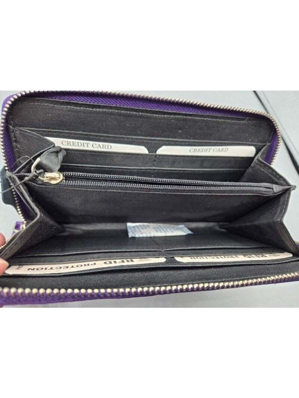 NEW Purple Leather Women's Wallet with RFID Blocking Medium Size Made in India - Picture 5 of 5